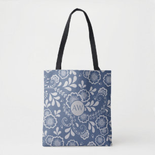 Silbernes und französisch-blaues viktorianisches S Tasche