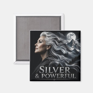 Silbernes und Kraftvolles Graues Haar Stolz Silber Magnet