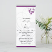 Silbernes und lila florales Herz-Hochzeitsprogramm Programm (Stehend Vorderseite)