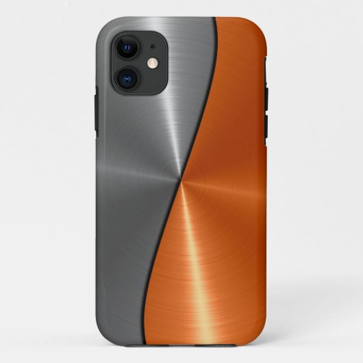 Silbernes und orange Edelstahl-Metall Case-Mate iPhone Hülle (Rückseite)