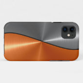Silbernes und orange Edelstahl-Metall Case-Mate iPhone Hülle (Rückseite (Horizontal))