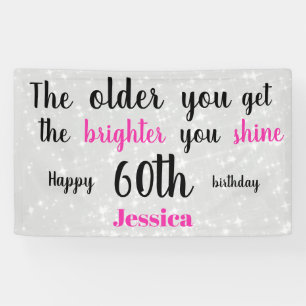 Silbernes und rosa personalisiertes 60. Geburtstag Banner