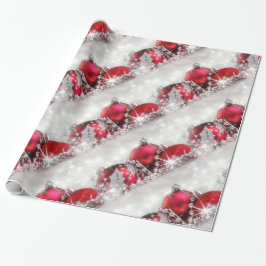 Silbernes und rotes WeihnachtsPackpapier Geschenkpapier