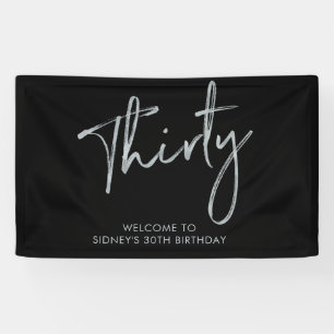 Silbernes und schwarzes Geburtstags-Party-Willkomm Banner
