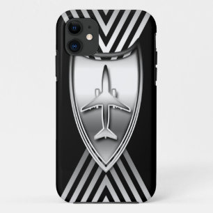 Silbernes und schwarzes Jet-Flugzeug geometrisch Case-Mate iPhone Hülle