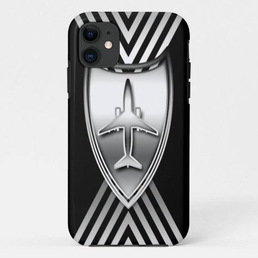 Silbernes und schwarzes Jet-Flugzeug geometrisch Case-Mate iPhone Hülle (Rückseite)