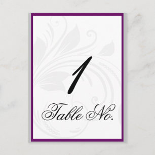 Silbernes und violettes florales Herz-Scroll-Tisch Postkarte