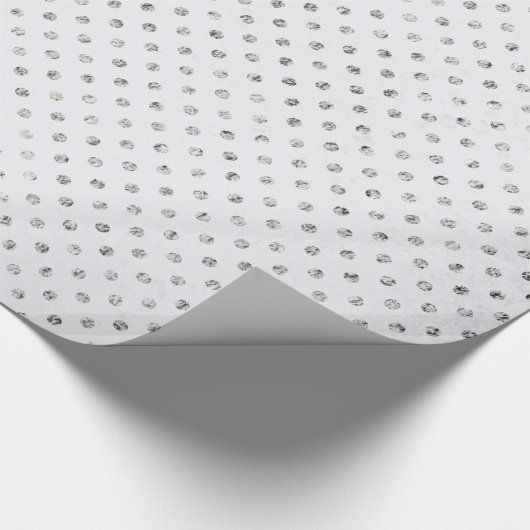 Silbernes und weißes MiniDots Geschenkpapier (Ecke)