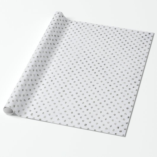 Silbernes und weißes MiniDots Geschenkpapier (Ungerollt)