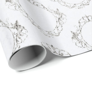 Silbernes und weißes Vintage Geschenkpapier