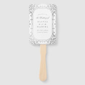 Silbernes verziertes Hochzeitsprogramm Fächer (Vorderseite)