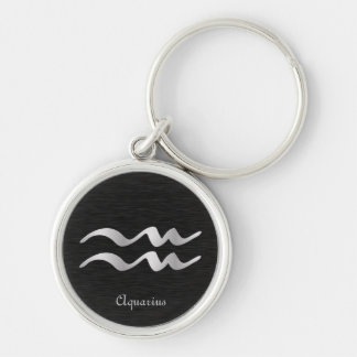 Silbernes Wassermann-Tierkreis-Symbol Schlüsselanhänger