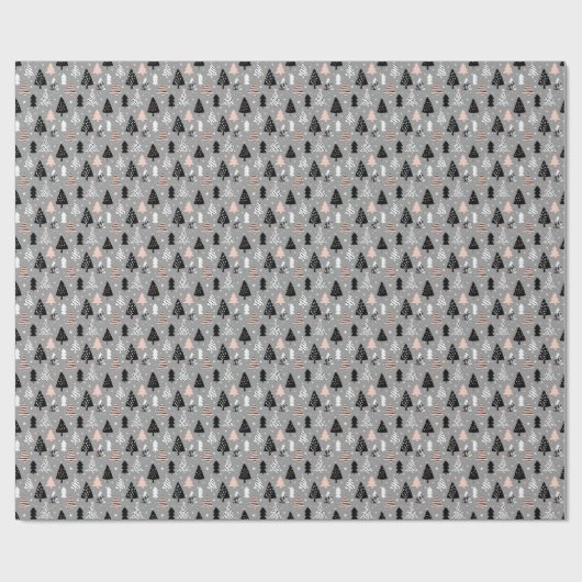 Silbernes Weihnachtsbaum-Muster Geschenkpapier (Flach)