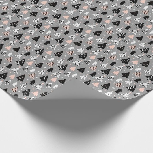 Silbernes Weihnachtsbaum-Muster Geschenkpapier (Ecke)