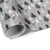 Silbernes Weihnachtsbaum-Muster Geschenkpapier (Rolleneckpunkt)