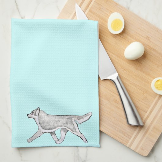 Silbernes weißes Husky-Geschirrtuch Handtuch (Viertel Falte)