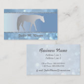Silbernes Western-Vergnügens-Pferd auf blauem Visitenkarte (Vorne/Hinten)