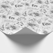 Silbernes Winter-Blumenmuster Geschenkpapier (Ecke)