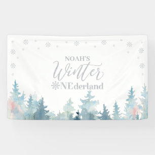 Silbernes Winter-Onederland-1.-Geburtstagsbanner Banner