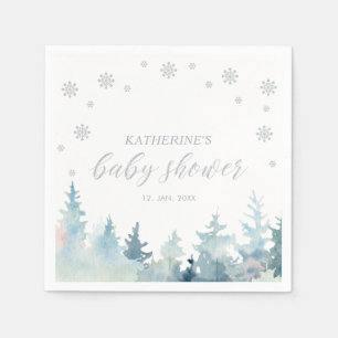 Silbernes Winter Wonderland Baby Shower Papier Ser Serviette