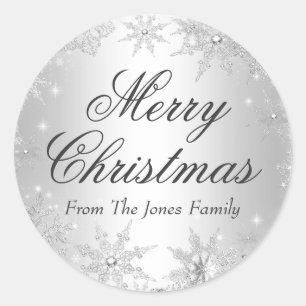 Silbernes Winter-Wunderland-Weihnachts-Feiertags-A Runder Aufkleber