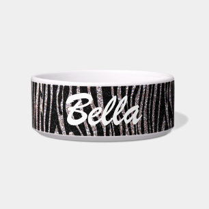 Silbernes Zebrastreifenmuster (bling Napf
