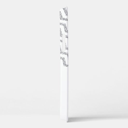 Silbernes Zickzack weißes personalisiertes Case-Mate iPhone Hülle (Rückseite / Rechts)