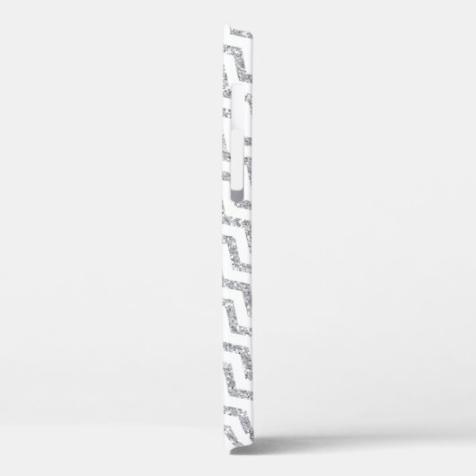 Silbernes Zickzack weißes personalisiertes Case-Mate iPhone Hülle (Rückseite / Links)