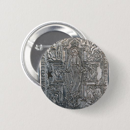 silberorthodoxe religiöse Buch Metall Dekoration c Button (Vorne & Hinten)