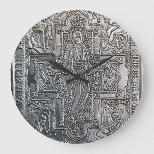 silberorthodoxe religiöse Buch Metall Dekoration c Große Wanduhr (Vorderseite)