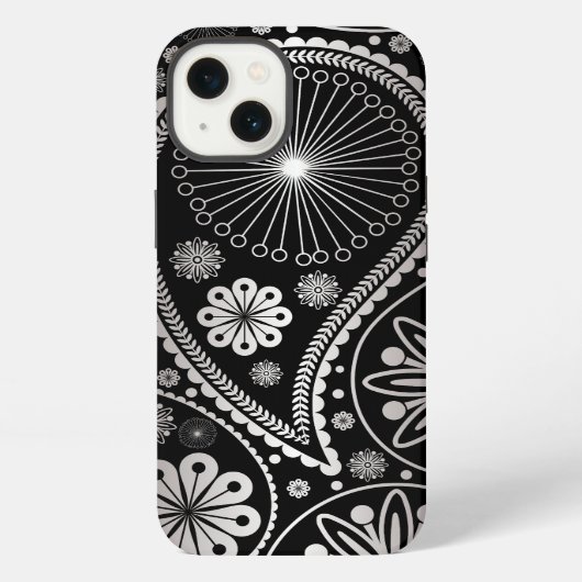 Silberpaisley-Muster iPhone Hülle (Rückseite)
