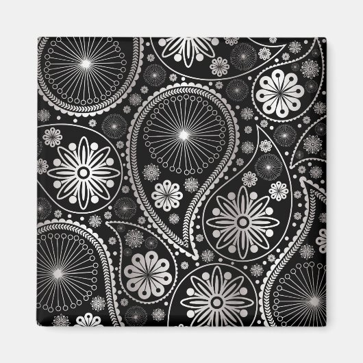 Silberpaisley-Muster Magnet (Vorne)