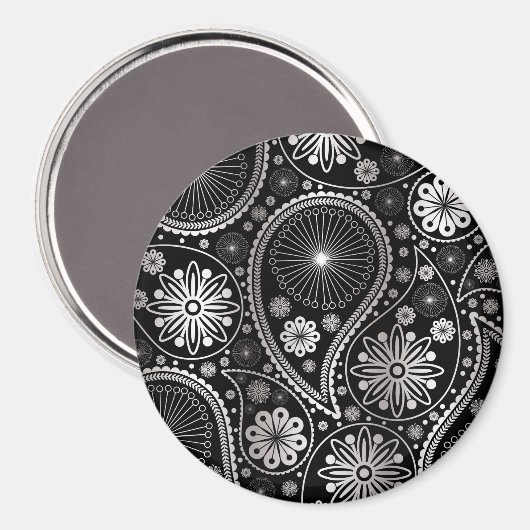 Silberpaisley-Muster Magnet (Vorderseite/Rückseite)