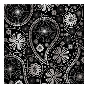 Silberpaisley-Muster Poster