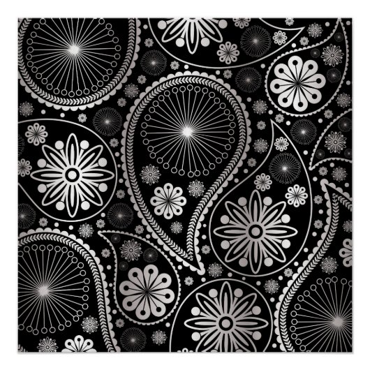 Silberpaisley-Muster Poster (Vorderseite)