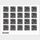 Silberpaisley-Muster Quadratischer Aufkleber (Blatt)