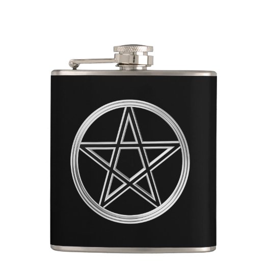 Silberpentagramm Flachmann (Vorderseite)