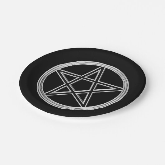 Silberpentagramm Pappteller (Schrägansicht)