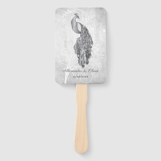Silberpfauenfächer Gastgeschenk Hochzeit Fächer (Vorderseite)
