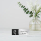 Silberpferd auf schwarzem Hintergrund Mini Visitenkarte (Stehend Vorderseite)