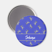 Silberpferde auf blau magnet (Vorderseite/Rückseite)