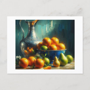 Silberpitcher, Blaue Schüssel mit Obst, Postkarte