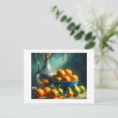 Silberpitcher, Blaue Schüssel mit Obst, Postkarte (Stehend Vorderseite)