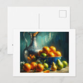 Silberpitcher, Blaue Schüssel mit Obst, Postkarte (Vorne/Hinten)
