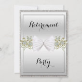 Silberreihen, Blütensträuße und Bow-Rente Einladung (Vorderseite)