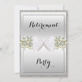 Silberreihen, Blütensträuße und Bow-Rente Einladung