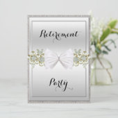 Silberreihen, Blütensträuße und Bow-Rente Einladung (Stehend Vorderseite)