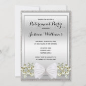 Silberreihen, Blütensträuße und Bow-Rente Einladung (Rückseite)