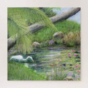 Silberreiher am Teich   Puzzle