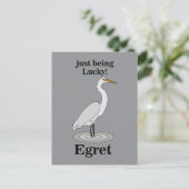 Silberreiher Glücksvogel Postkarte (Stehend Vorderseite)